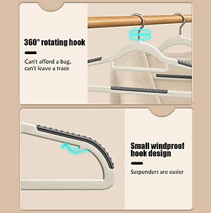 SET 10 Móc treo quần áo chống trượt xoay 360 đa năng chất nhựa cao cấp bền bỉ chịu được vật nặng