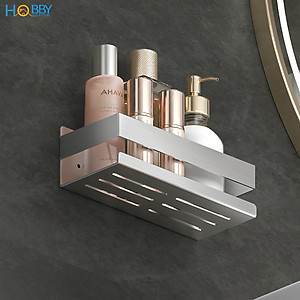Kệ đựng đồ phòng tắm inox 304 xước dán tường Hobby home decor KCNX có keo dán