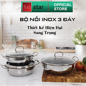 Nồi inox chống dính cao cấp Fivestar nắp kính inox 430 , tặng 5 muỗng ăn 18cm | 20cm | 22cm | 24cm | 26cm | 28cm
