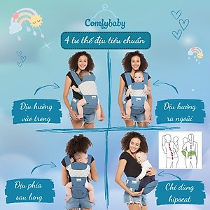 Địu ngồi cao cấp siêu mềm 4 tư thế Comfybaby HC003