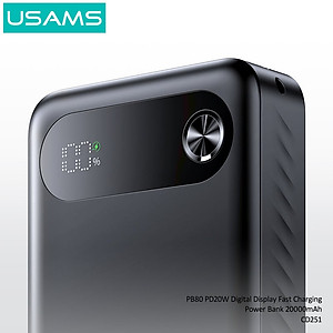 Pin Dự Phòng USAMS CD249 10000mAh/20000mAh 20W (Digital LED Display, USB + 2*Type-C Port) - Hàng Chính Hãng