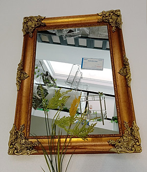 Gương soi Kibath khung màu vàng đồng kT 60x80 cm, KB-134