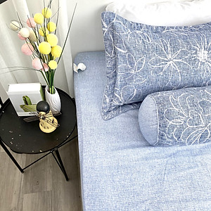 Bộ ga giường  KBedding by Everon KMTP 111 Microtencel Xanh in hoa (4 món)