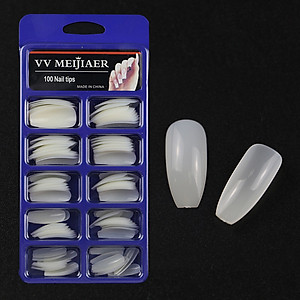 Hộp 100 móng tay úp liền mạch trong suốt bằng acrylic cho nữ