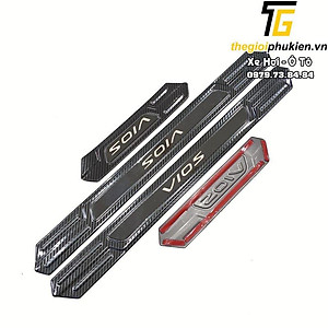 Bộ Ốp bậc cửa, Nẹp bước chân Toyota Vios 2019-2021 vân Carbon