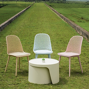 Ghế nhựa đúc tựa lưng đan lưới