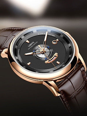 Đồng hồ nam chính hãng LOBINNI LB18071G-D1 hàng mới fullbox ,kính sapphire,chống xước,chống nước 50m,Bh 24 tháng,máy cơ (automatic),mặt trắng dây da nâu xịn