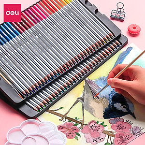 Bút chì màu nước cao cấp Deli - Có kèm cọ tán - Bộ 24/36/48 màu - 6521/6522/6523
