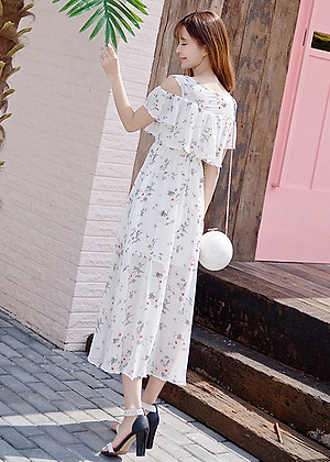 Váy đầm voan hoa nhí sáng màu nhẹ nhàng nữ tính, maxi dáng bèo xinh xắn dễ mặc, dùng đi biển, du lịch, sự kiện | MX016