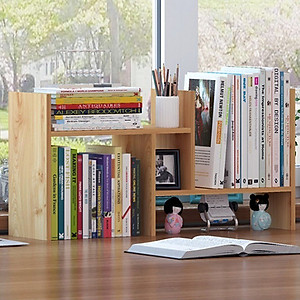 Kệ Sách Gỗ Để Bàn , Kệ Sách Gỗ Để Bàn Lắp Ghép 6 Thanh ,Kệ Sách Mini 5 Hộc Để Đồ Tiện Lợi , Thiết Kế Nhỏ Gọn Sang Trọng- Hàng Chính Hãng