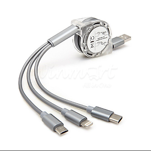 Cáp Sạc 3 Đầu Dây Rút Cổng Ln, Type-C, Micro Usb Dây Dài 1M