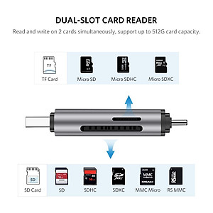 Đầu đọc thẻ nhớ SD, TF chân Type C, USB 3.0 Ugreen 50706 - Hàng chính hãng
