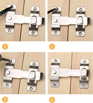 Chốt Khóa Cài Cửa Loại Cao Cấp KUNBE Dày Dặn, Có Chốt Cố Định Thanh Gạt An Toàn Chắc Chắn