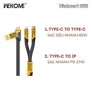 Cáp Sạc Nhanh Đa Năng 4in1 Wekome WDC-26 USB+C > C+L Công Suất Lên Đến 65W/ 27W - Hàng Chính Hãng