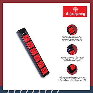 Ổ Cắm 6 Lỗ 3 Chấu Dây 5 Mét Điện Quang ĐQ ESK 5BR 63ECO - Đen Đỏ