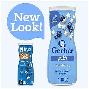 Thực Phẩm Bổ Sung Bánh Ăn Dặm Gerber Puffs vị Việt Quất 42g dành cho trẻ trên 8 tháng tuổi