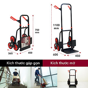 Xe kéo đẩy hàng leo cầu thang 6 bánh rút gọn FUJIHOME CC-6150 (leo cầu thang <100kg, đi đường bằng <150kg)