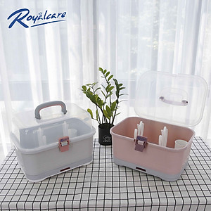 Hộp phơi úp bình sữa [Size lớn] có nắp đậy và khay hứng nước - Royalcare 8853