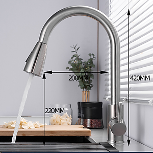 Vòi rửa bát Valenza sus304 nóng lạnh rút dây 01