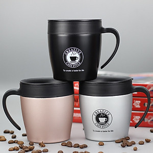 Cốc Cafe Giữ Nhiệt 330ml Chất Liệu Inox 304 Nhỏ Gọn Có Tay Cầm Sang Trọng Kèm Thìa
