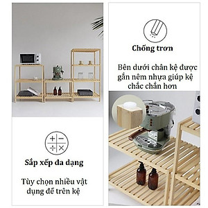 Kệ Để Lò Vi Sóng 2 Tầng Morning House Dài 60cm x Cao 46cm- Gỗ Cao Su Chắc Chắn Chịu Lực 30kg