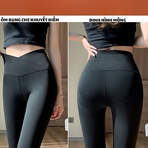 Quần Legging Cạp Cao Chéo Lót Lông Mùa Đông Nâng Ôm Mông Dấu Bụng được may bang tay Hàng Loại 1 KALAA