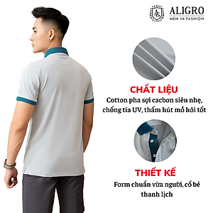 Áo polo nam dệt kiểu V màu ghi ALGPLO79