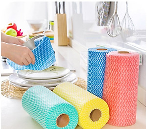 Cuộn Khăn Giấy Lau Đa Năng - Chất Liệu Rayon An Toàn - Lau Chén Đĩa , Lau Nhà Bếp..vv - Hàng Chính Hãng