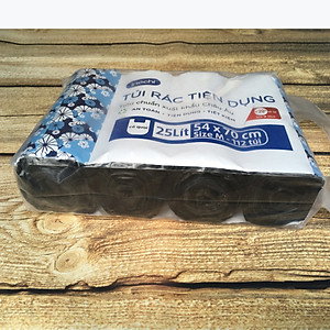 Túi Rác Tự Hủy Inochi 25L (Màu Đen, 04 cuộn, kích thước 54 x 70 cm)