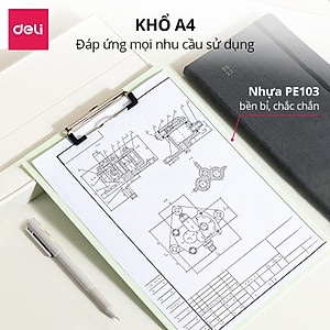 Bìa trình ký nhựa A4 Deli đơn, Bìa kẹp nhựa giấy, tài liệu, kẹp hồ sơ A4 một mặt, màu pastel học sinh văn phòng