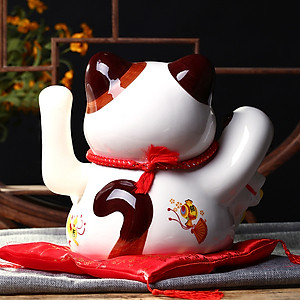 Tượng Mèo Thần Tài Ngũ Phúc Lâm Môn Vẫy Tay Chiêu Tài Lộc Bằng Gốm Sứ - MẪU & MÀU GIAO NGẪU NHIÊN