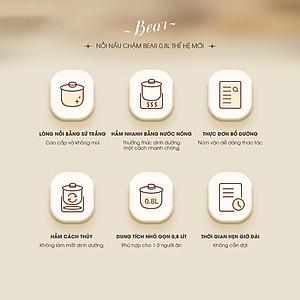 Nồi Nấu Cháo, Nấu Chậm Bear 0.8L thế hệ mới SB-NNC08, bản tiếng Việt - Hàng chính hãng