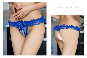 Combo 2 Quần Lót Lọt Khe Phối Ren Hở Đáy Đính Hạt Ngọc Trai Gợi Cảm Cho Nữ (màu ngẫu nhiên) LYEQ059