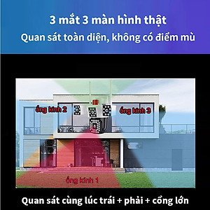 Camera Yoosee 3 Mắt Máy Bay Độc Lập Siêu Sắc Nét, Đêm Có Màu, Đàm Thoại Hai Chiều, Chống Nước Nhựa IP66, Hàng Nhập Khẩu