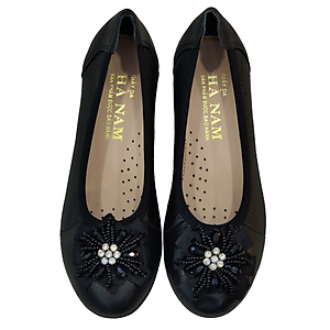 Giày Nữ Búp Bê Đế Xuồng HÀ NAM Da Bò Thật Cao Cấp 4cm GBBN2036