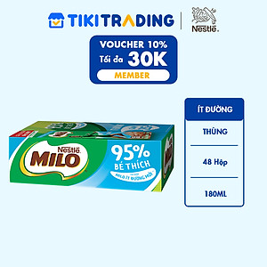 Thùng 48 Hộp Sữa Nestlé Milo Ít Đường (180ml/ Hộp)