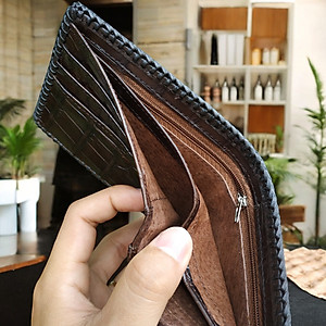 Ví Da Cá Sấu Vây Đuôi 2 mặt Rất Đẹp! ĐAN VIỀN THỦ CÔNG VÔ CÙNG CHẮC CHẮN