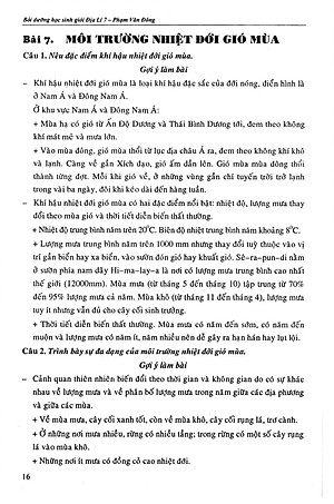 Sách Bồi Dưỡng Học Sinh Giỏi Địa Lí Lớp 7 (Tái Bản)