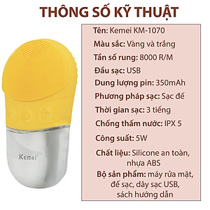 [ THANH LÝ NEW ] Máy rửa mặt KEMEI KM-1070 làm sạch da mặt, thúc đẩy hấp thụ dưỡng chất, tẩy trang hoàn hảo sử dụng được cho tất cả các loại da, nam nữ đều dùng được