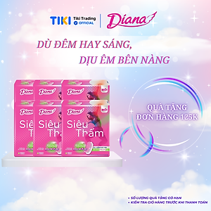 Combo 6 Băng Vệ Sinh Diana Siêu Thấm Siêu Mỏng Không Cánh (Gói 8 Miếng)