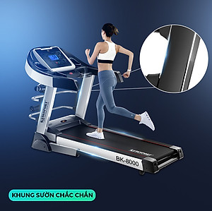 Máy chạy bộ KINGSPORT BK-8000 đa năng, thảm chạy rộng chống trơn, kèm đai massage và thanh gập bụng, cân nặng phù hợp từ dưới 75kg