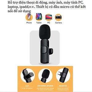 Mic thu âm cài áo không dây K9 thu âm to rõ, lọc ồn tốt, micro phục vụ quay vlog, livestream, youtube, tiktok - Hàng nhập khẩu