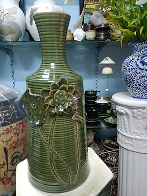 Lọ hoa men hỏa biến đắp nổi gốm sứ Bát Tràng