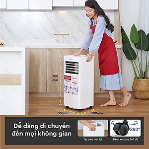 Máy lạnh di động 7000 BTU Fujihome PAC07, điều hòa di động mini 4 trong 1 làm lạnh, hút ẩm, quạt, lọc không khí, điều khiển từ xa - Hàng chính hãng