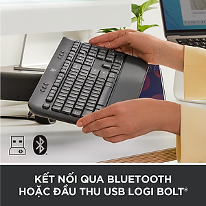 Bàn Phím Không Dây Logitech Signature K650 - Nhỏ gọn, gác tay tích hợp, tương thích Mac , Bluetooth & USB Bolt - Hàng chính hãng