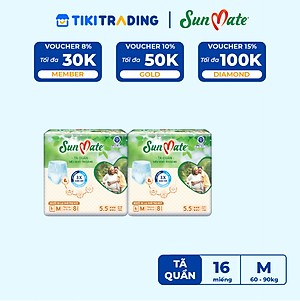 Combo 2 Gói Tã Quần Người Lớn Sunmate Khô Thoáng M8 (8 Miếng/ Gói)