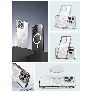 Ốp lưng trong suốt sạc nam châm từ tính cho iPhone 15 Pro Max / 15 Pro / 15 Plus / iP 15 hiệu Likgus Crystal Magnetic - Trang bị đệm khí 4 góc, chống ố vàng, bảo vệ viền camera - Hàng nhập khẩu