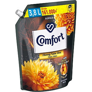 Combo 2 Nước Xả Vải Comfort Thơm Mát Gấp 10 Lần/Hương Nước Hoa 100 Giờ Lưu Hương - Hương Tinh Tế Túi 3.7L