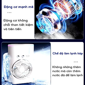 Quạt hơi nước tích điện Half Horse, xoay 180 pin 2500 mAh, thời gian sử dụng 6 tiếng, hàng chính hãng