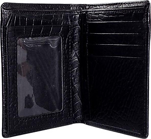 Ví Nam Vân Cá Sấu Kiểu Đứng Huy Hoàng HT2120 (12.5 x 10 cm) - Đen